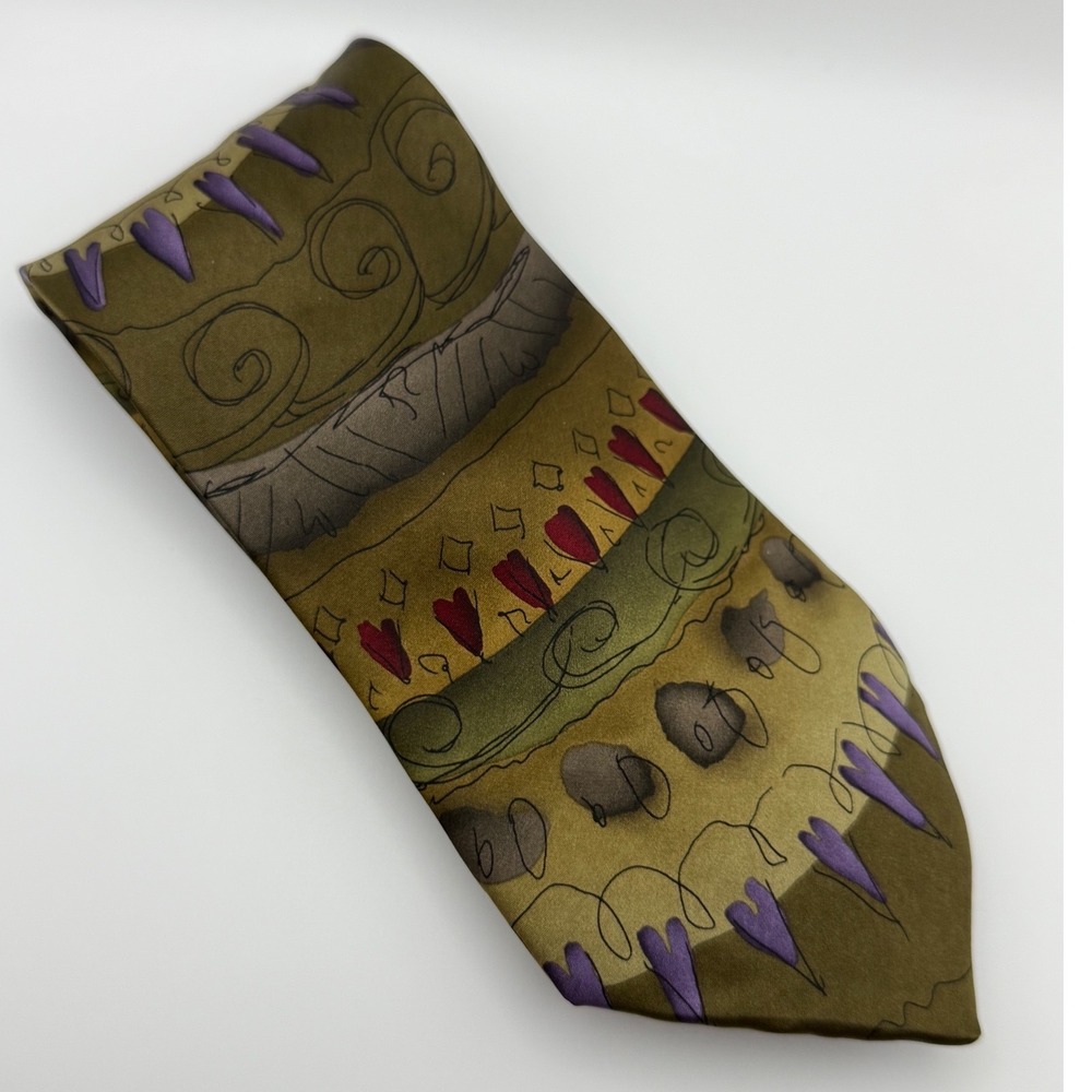 J. Garcia Silk Tie OS Like a Twittering Machine Abstract Psychedelic 90s Vintage